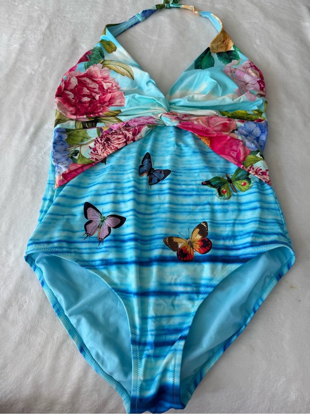 Johnny Was Womens Multi Costa Azul Twist One Piece Swimsuit Size XL D87